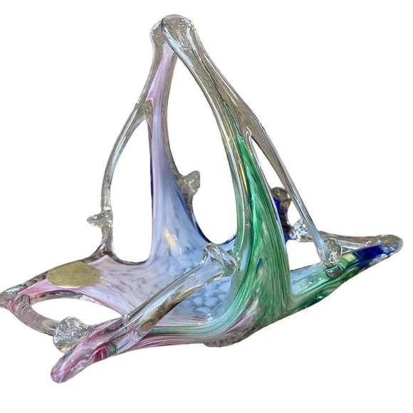 VTG Murano Glassware By Crystal Clear Basket Handblown Art Glass Sculpture ITALY - Picture 1 of 8